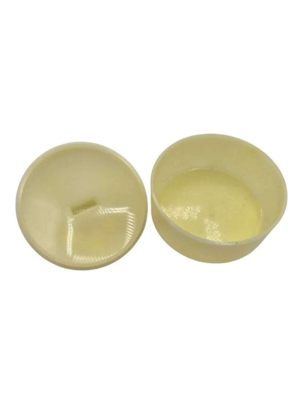 Vintage Yellow Celluloid Trinket Box Floral Lid Accent Round Jewelry Organizer
